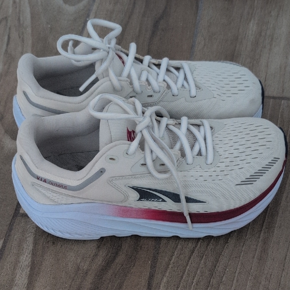 Altra Via Olympus White and Red Running Shoes